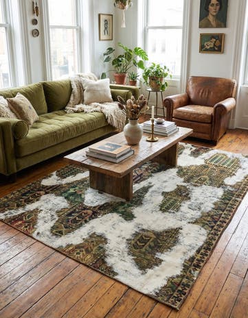 5' 7 x 7' 5 Hand Knotted Ultra Vintage Persian Wool Rug