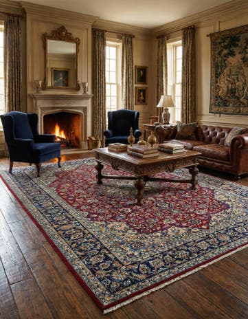 9' 6 x 12' 8 Hand Knotted Isfahan Persian Wool Rug