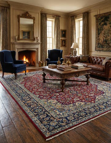 9' 6 x 12' 8 Hand Knotted Isfahan Persian Wool Rug