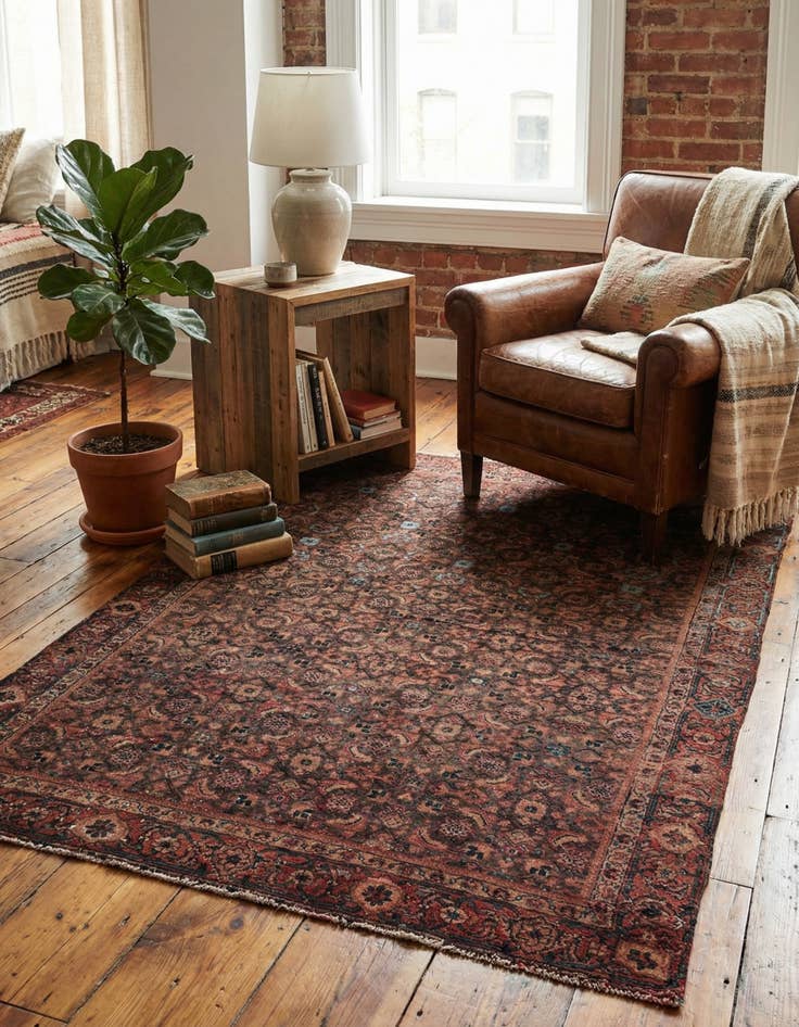 Detail image of 4' x 5' 6  Hand Knotted Ultra Vintage Persian Wool Rug