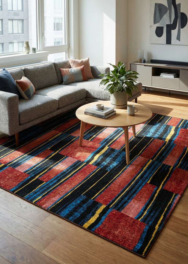 7' 10 x 7' 10 Easy-Clean Modern Indoor / Outdoor Square Rug