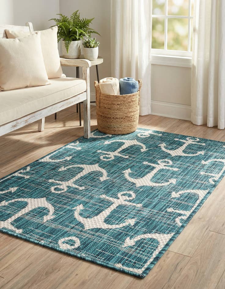 Detail image of 2' x 3'  Washable Coastal Indoor / Outdoor Rug