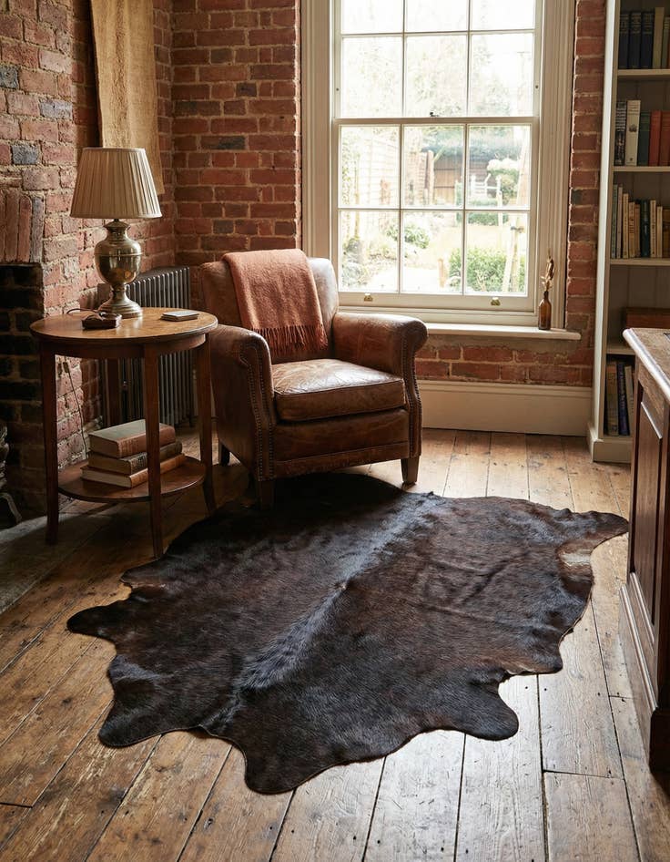 Detail image of 2' 1 x 2' 10 Cowhide Leather Rug