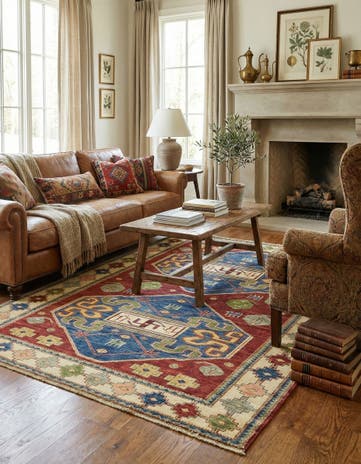 5' 8 x 8' Hand Knotted Kazak Oriental Rug