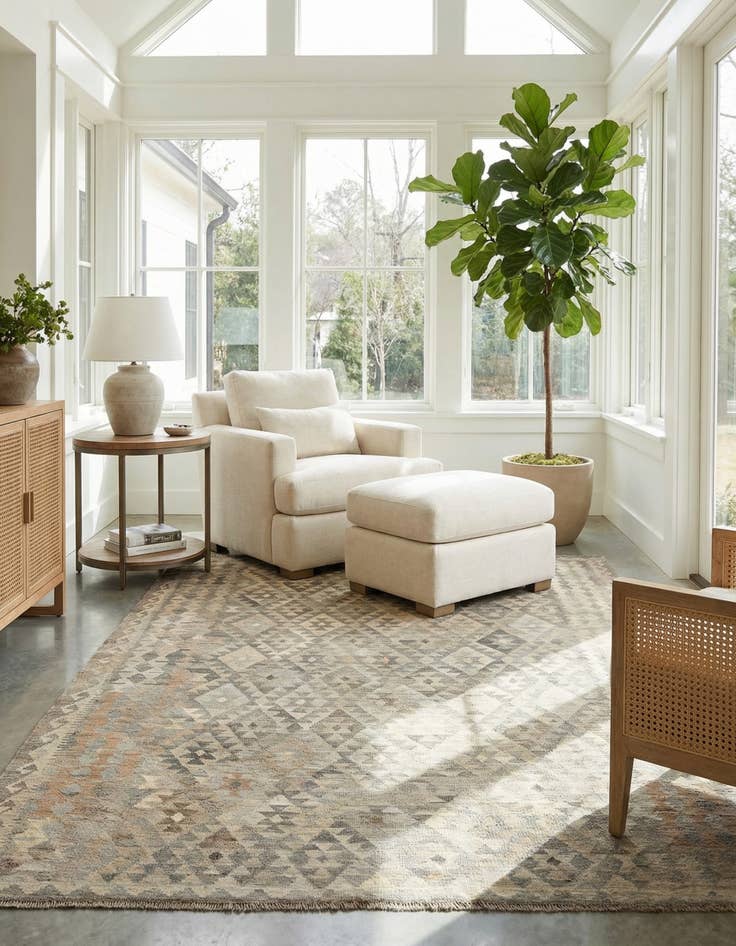 Detail image of 6' 11 x 9' 7  Hand Woven Kilim Maymana Wool Rug