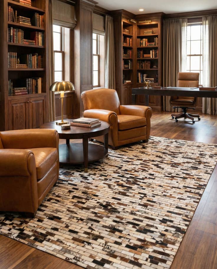 Detail image of 5' x 7' 10 Cowhide Leather Rug