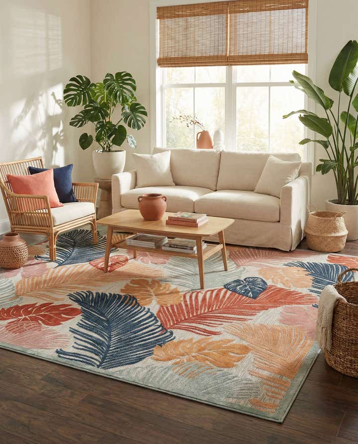 9' 9 x 12' Easy-Clean Botanical Indoor / Outdoor Rug