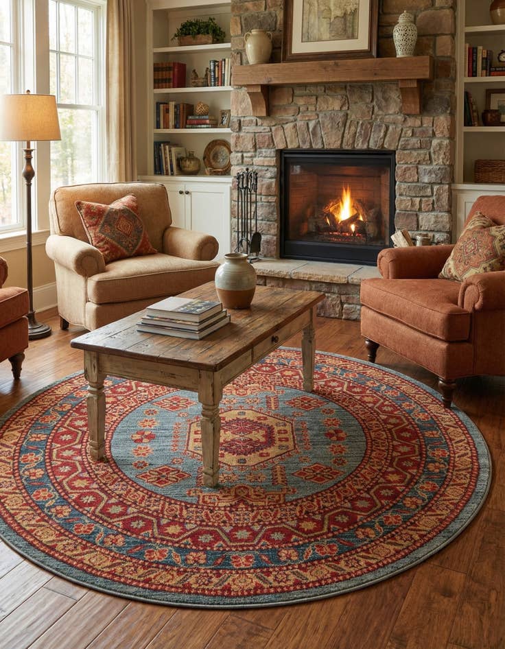 Detail image of 5' x 5' Serapi Round Rug