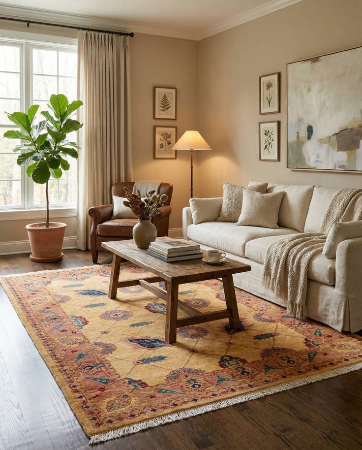 Detail image of 5' 7 x 7' 8 Hand Knotted Ziegler Wool Rug