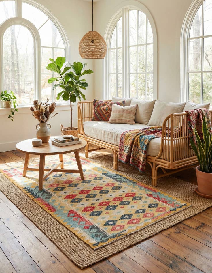 Detail image of 3' 5 x 6' 5  Hand Woven Kilim Maymana Wool Rug