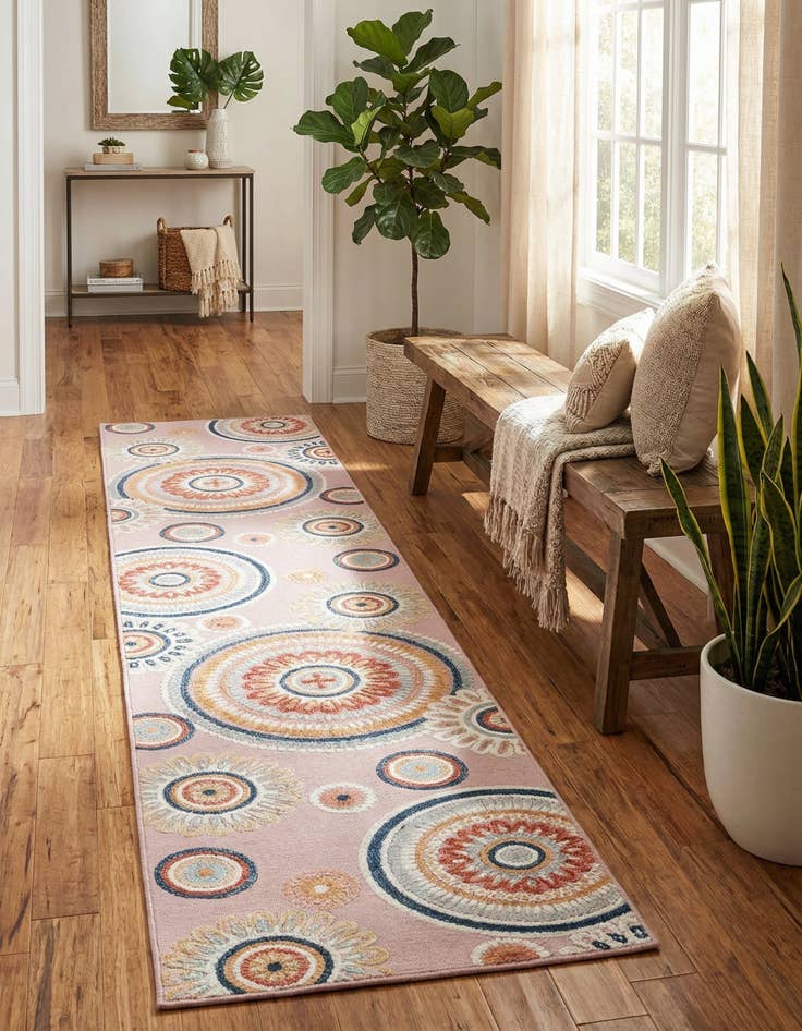 Detail image of 2' 7 x 12' Easy-Clean Botanical Indoor / Outdoor Runner Rug