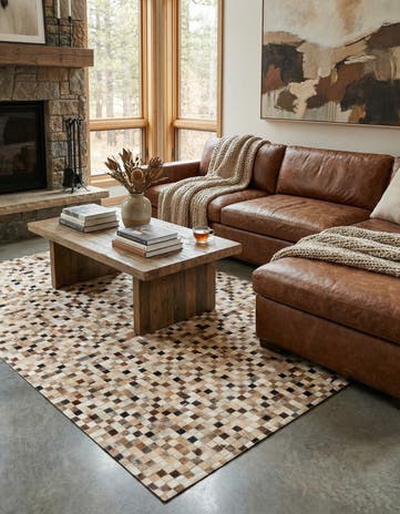 5' 1 x 8' Cowhide Leather Rug