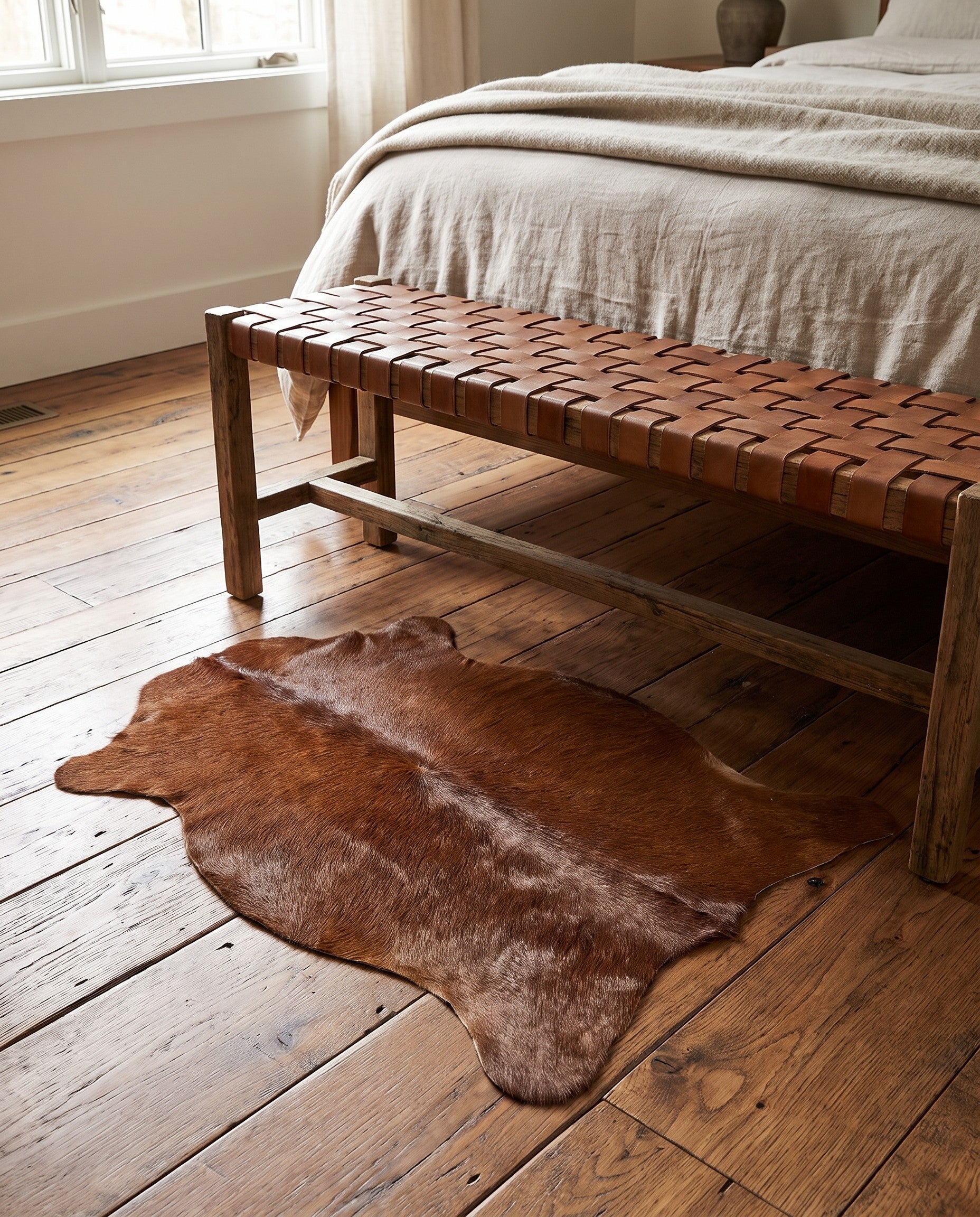 1' 8 x 2' 7 Cowhide Leather Rug