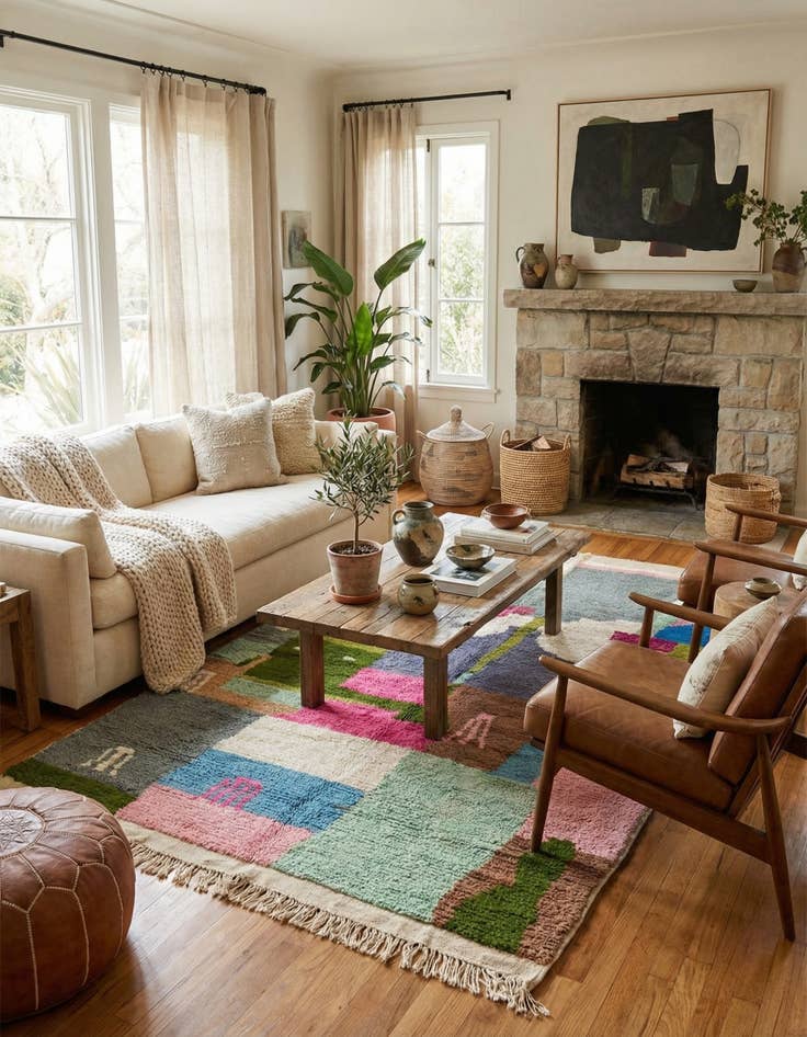 Detail image of 5' x 8'  Hand Knotted Moroccan Wool Rug