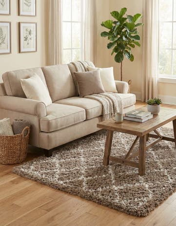 Khaki Infinity Shag Rug