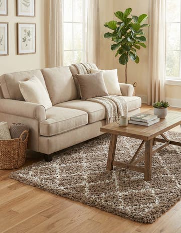 Khaki Infinity Shag Rug