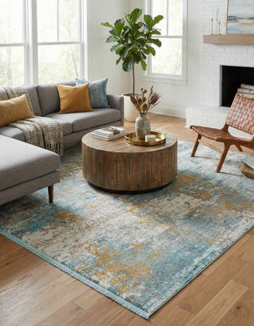 Cream Blue Paragon Square Rug