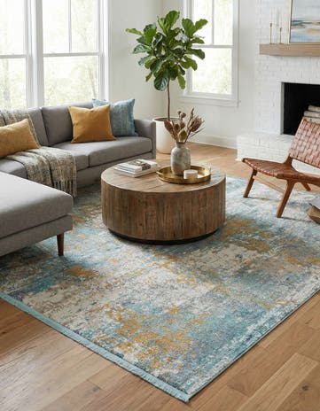 Cream Blue Paragon Square Rug