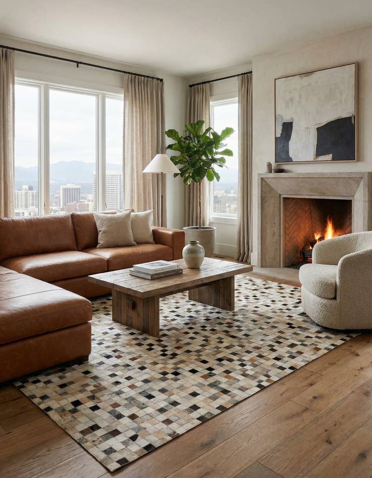 Detail image of 5' 1 x 7' 11 Cowhide - Patchwork Rug