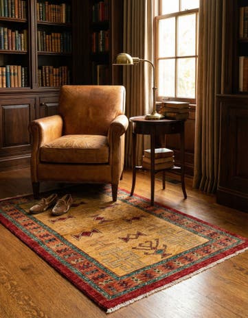 3' 3 x 4' 10 Hand Knotted Ziegler Wool Rug