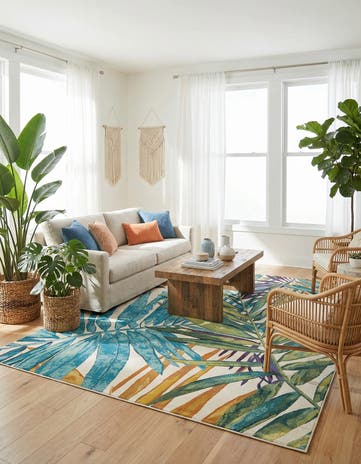 7' x 10' Easy-Clean Botanical Indoor / Outdoor Rug