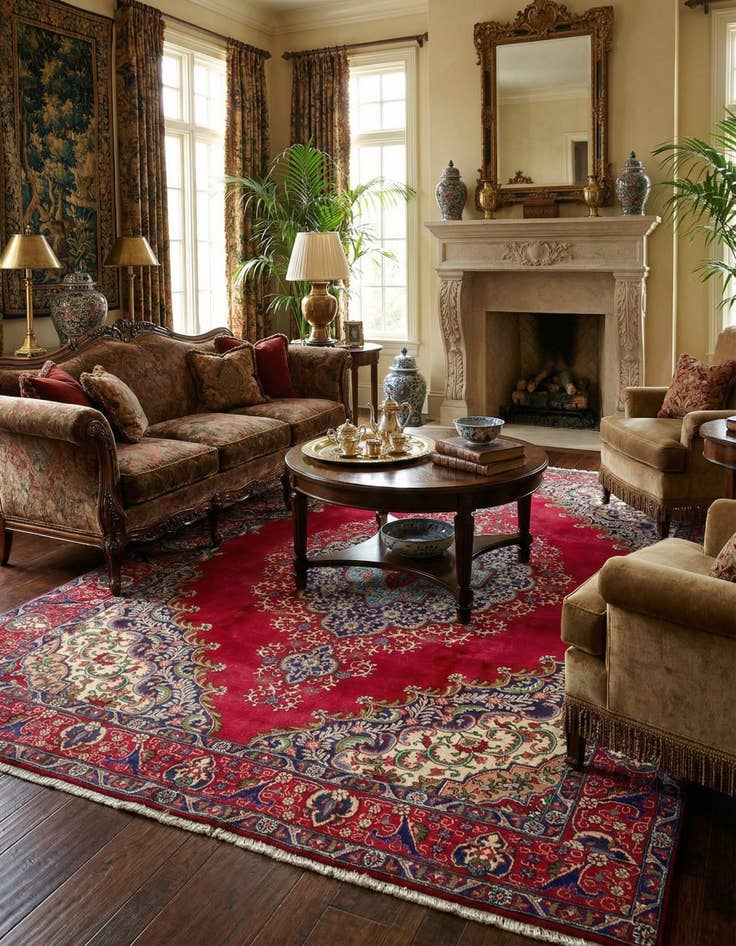 Detail image of  9' 6 x 13'  Hand Knotted Tabriz Persian Wool Rug