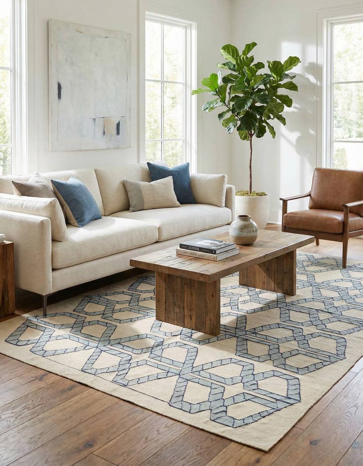 Detail image of 6' 10 x 9' 3  Hand Woven Kilim Modern Wool Rug