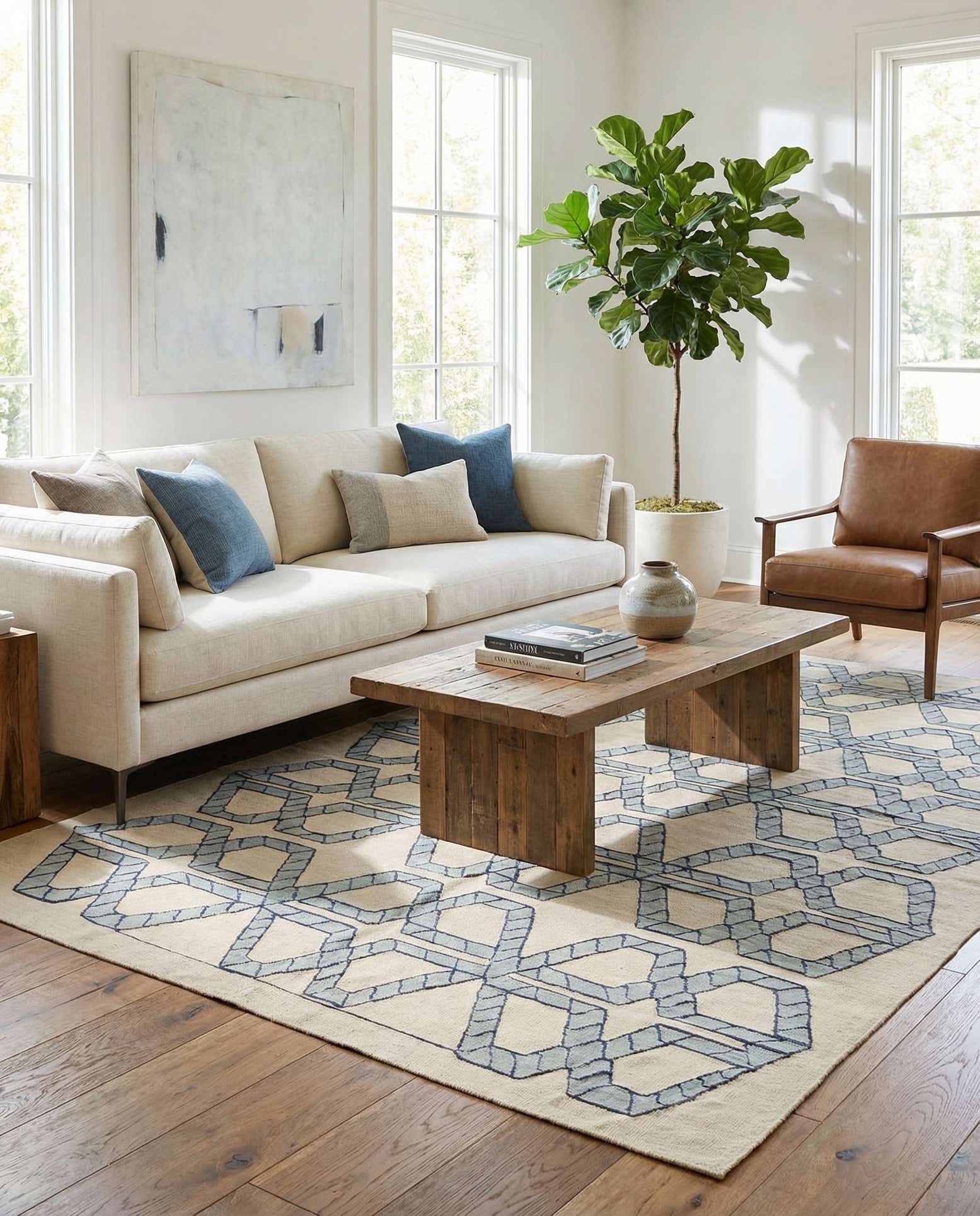 6' 10 x 9' 3 Hand Woven Kilim Modern Wool Rug