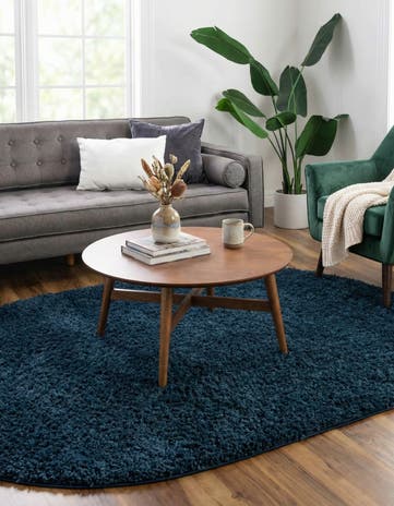 Navy Blue Everyday Shag Oval Rug