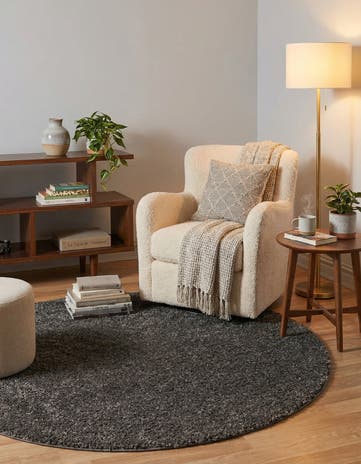 4' x 4' Soft Solid Shag Round Rug