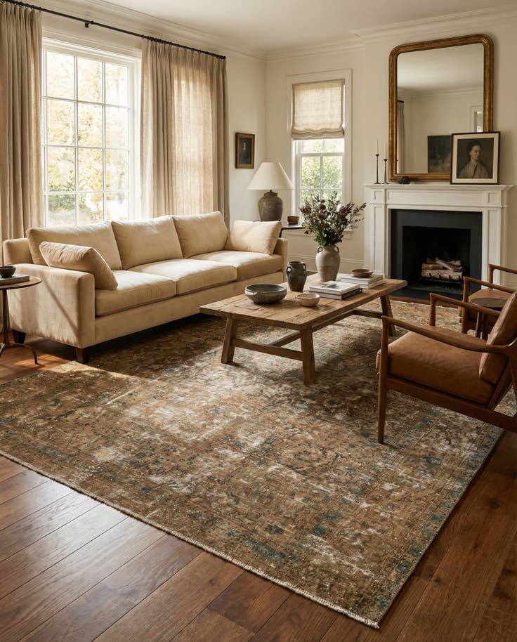 Detail image of 6' 8 x 12' 2 Hand Knotted Ultra Vintage Persian Wool Rug