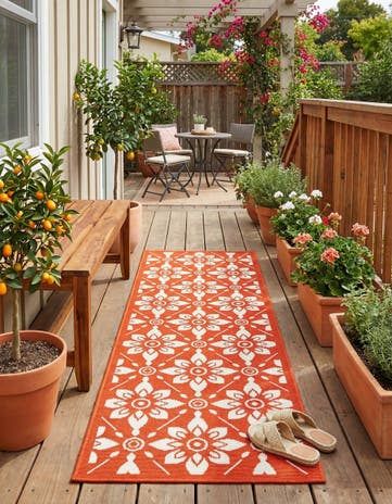 2' x 6' Easy-Clean Lattice Indoor / Outdoor Runner Rug