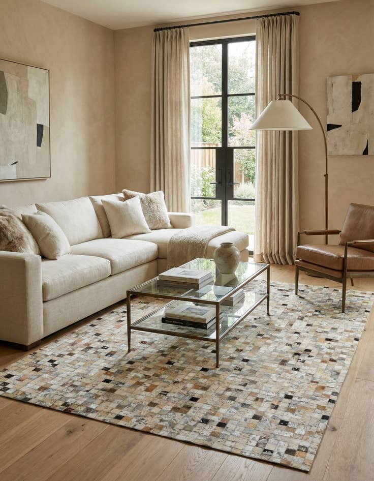 Detail image of 5' 2 x 7' 5 Cowhide Stocks Rug