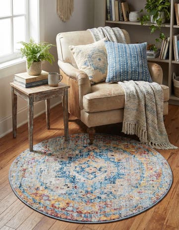 Blue Vega Round Rug