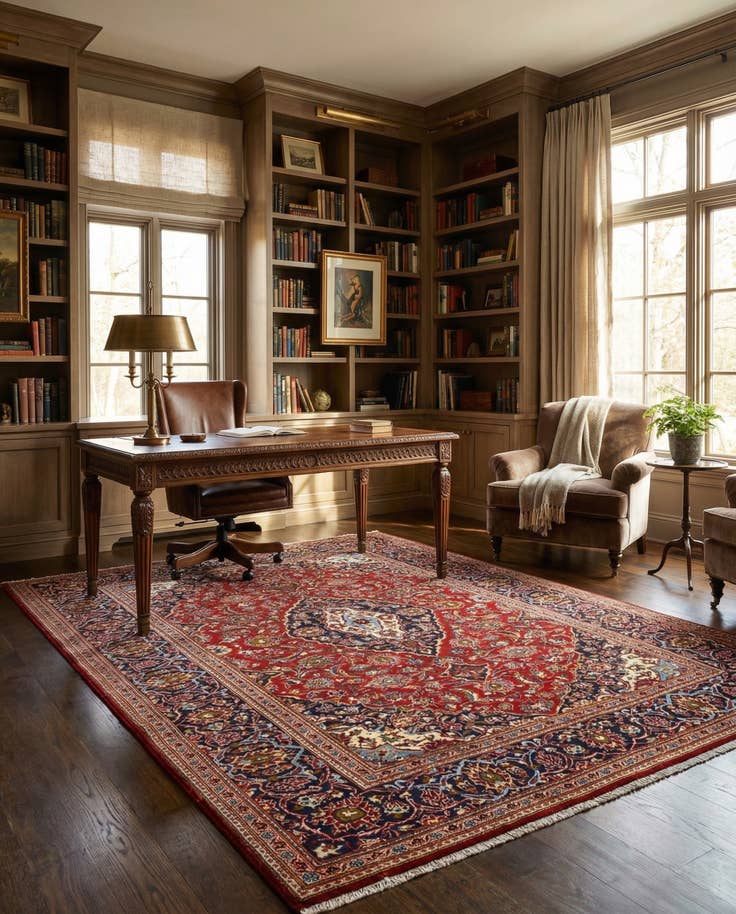 Detail image of 8' 1 x 10' 9 Kashan Wool Rug