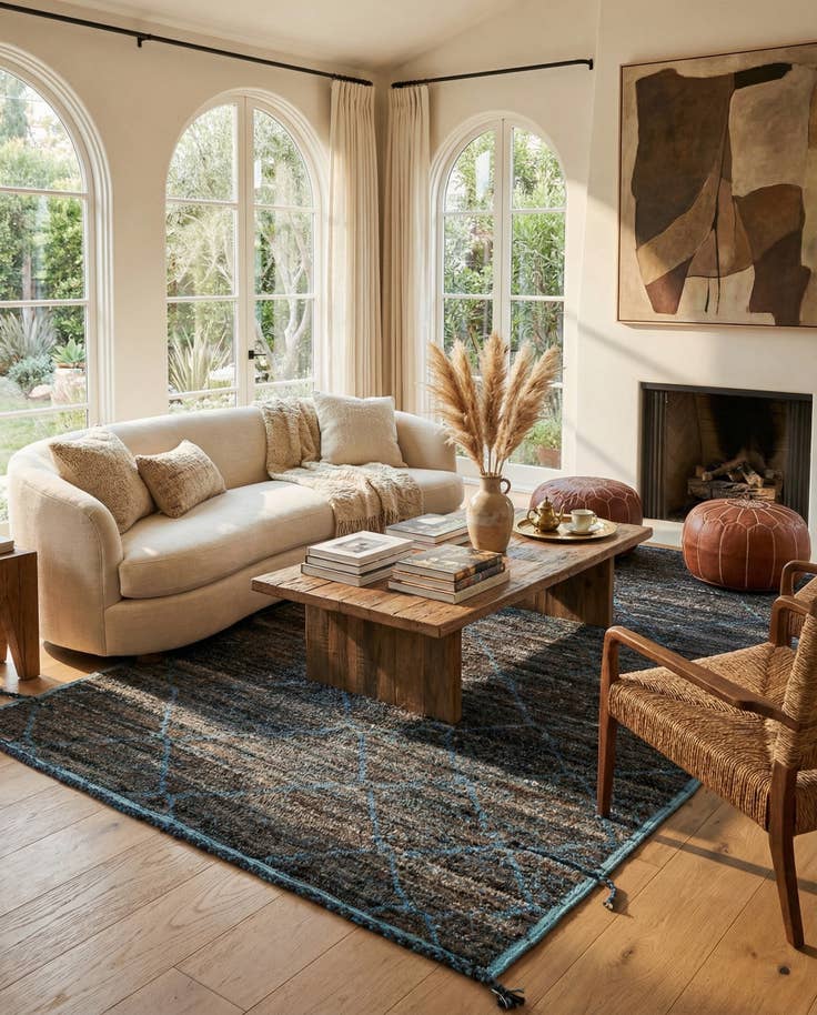 Detail image of 6' 2 x 9' 3 Hand Knotted Moroccan Wool Rug