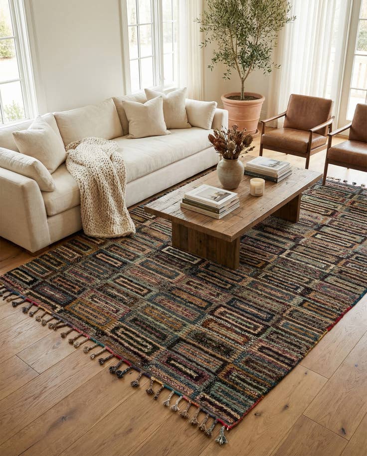 Detail image of 6' 4 x 10' 7 Hand Knotted Moroccan Wool Rug