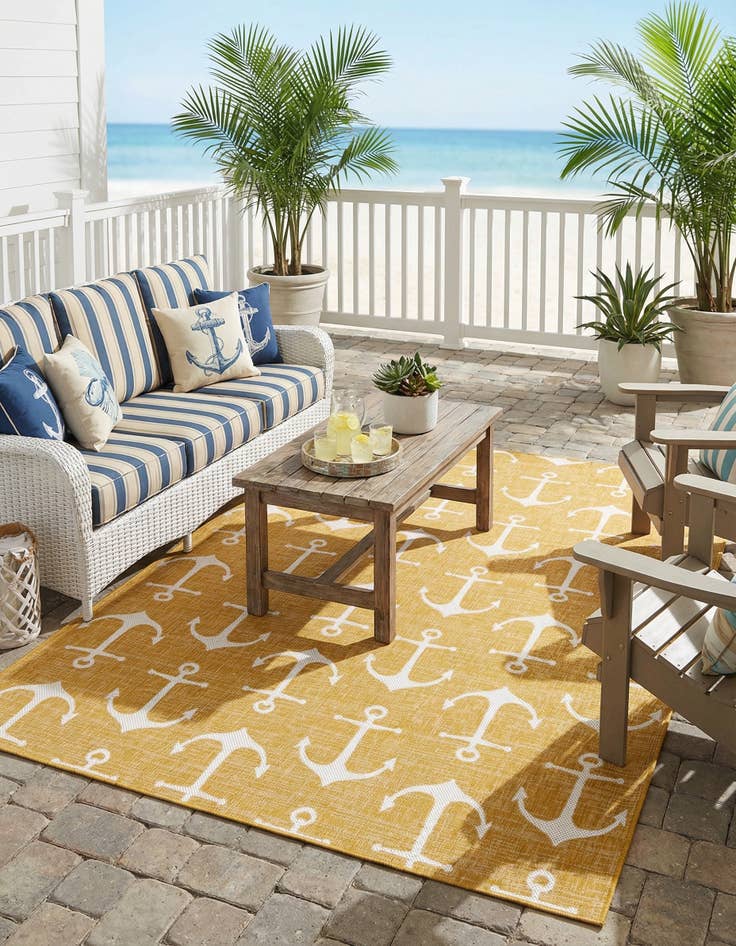 Detail image of  7' 10 x 11'  Washable Coastal Indoor / Outdoor Rug