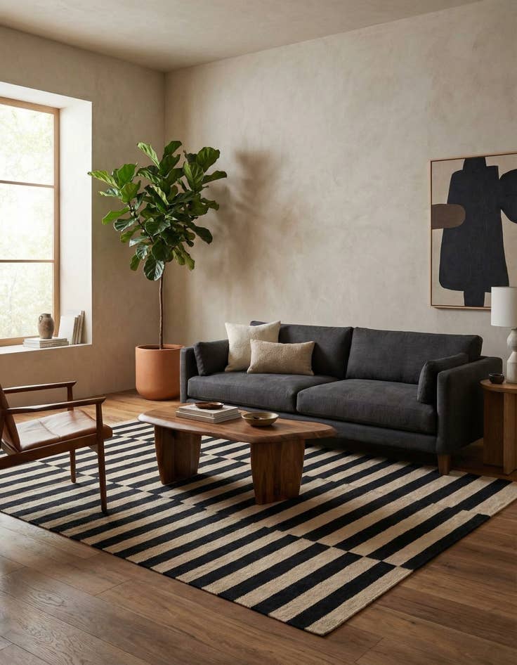 Detail image of 4' 3 x 5' 10  Hand Woven Kilim Modern Wool Rug