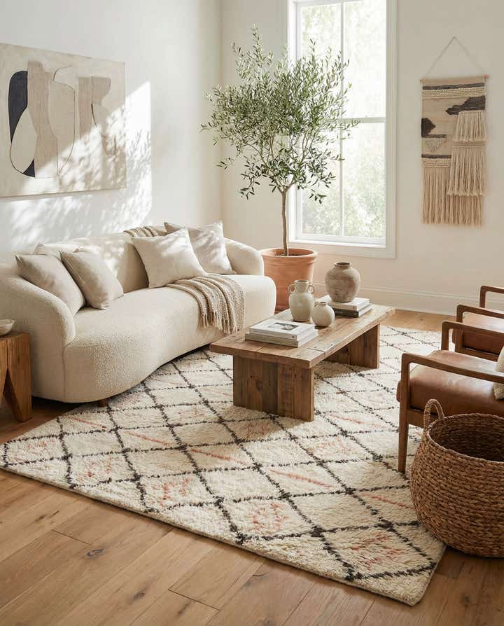 6' x 9' 4 Hand Knotted Moroccan Wool Rug