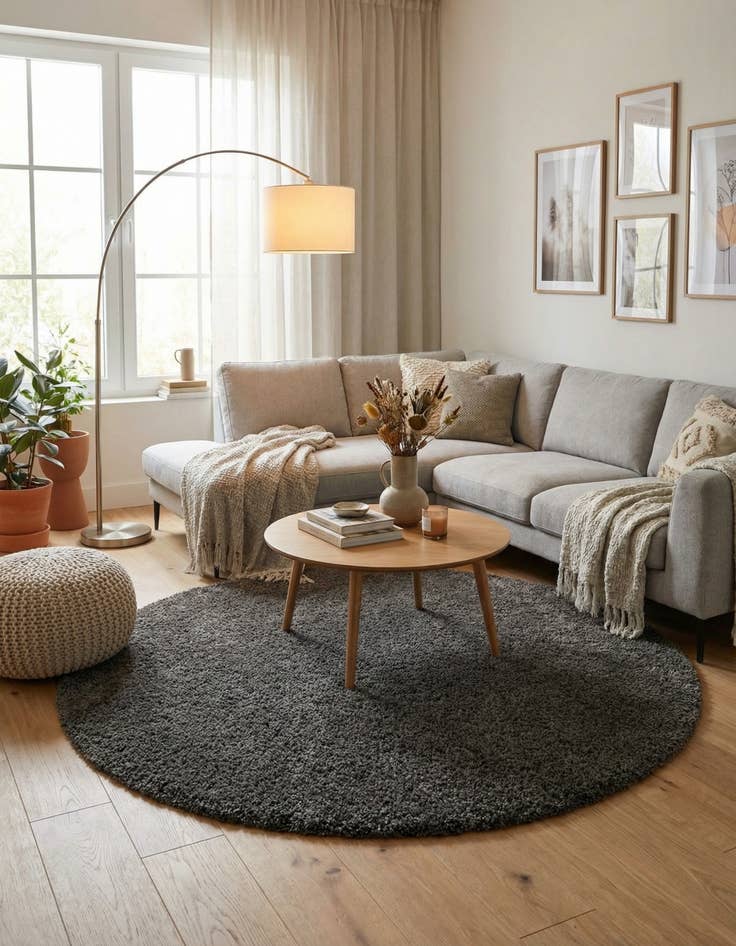 Detail image of 7' x 7' Solid Shag Round Rug