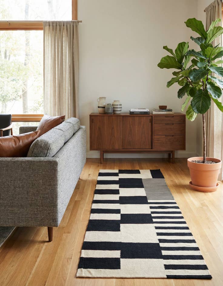 Detail image of 2' 8 x 9' 3  Hand Woven Kilim Modern Wool Runner Rug