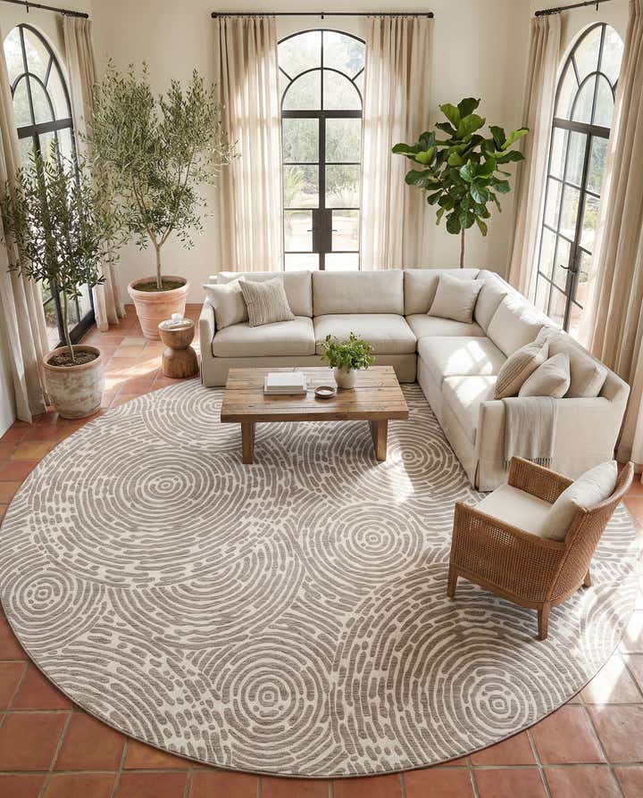 13' x 13' Easy-Clean Modern Indoor / Outdoor Round Rug