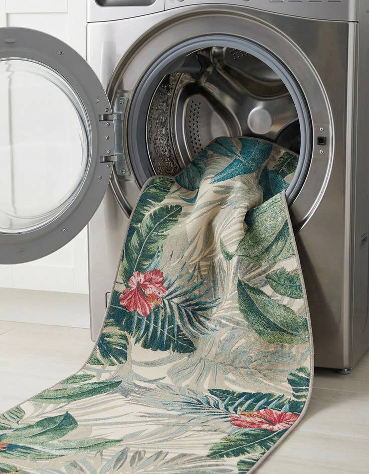 Detail image of 2' 7 x 12'  Washable Botanical Indoor / Outdoor Runner Rug