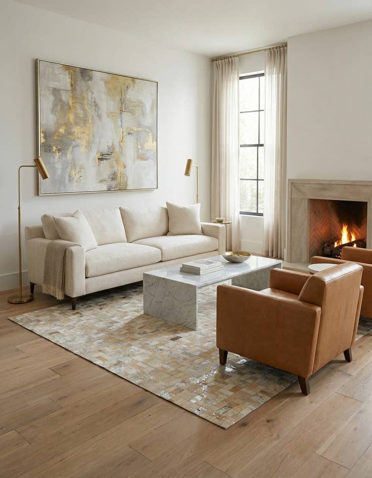 Detail image of 5' 3 x 7' 5 Cowhide Stocks Rug