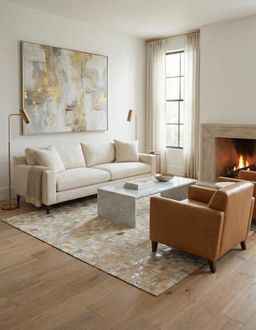 5' 3 x 7' 5 Cowhide Stocks Rug