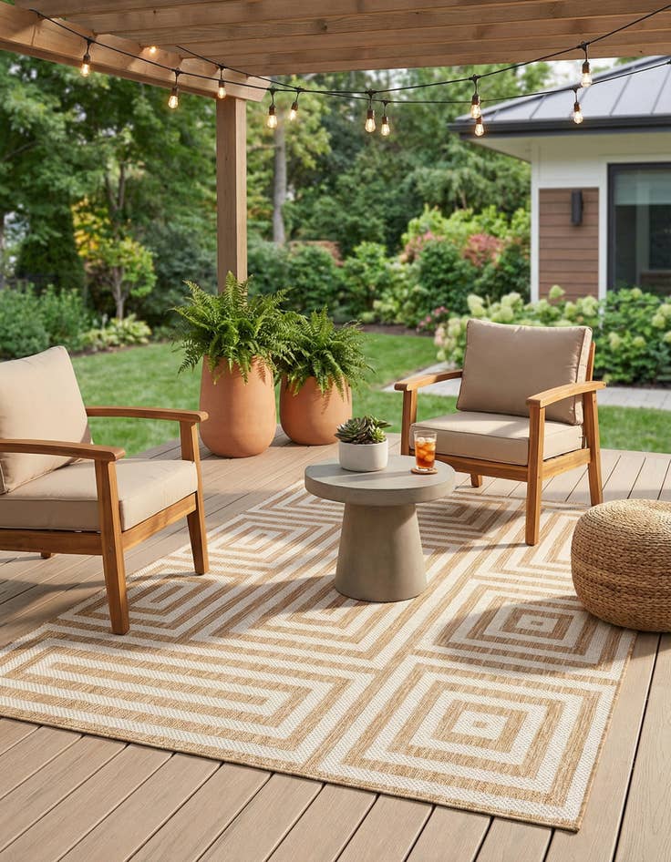 Detail image of 5' 3 x 7'  Washable Modern Indoor / Outdoor Rug