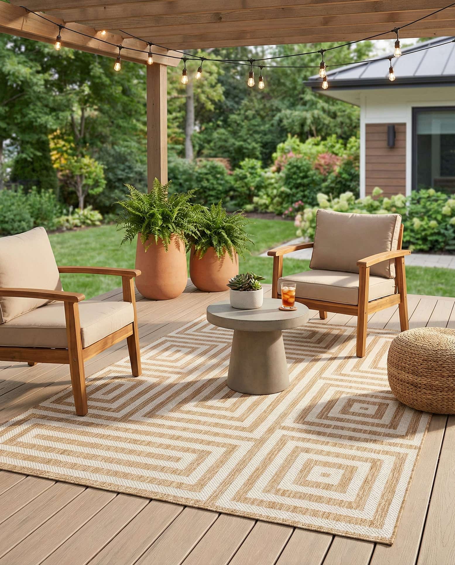 5' 3 x 7' Easy-Clean Modern Indoor / Outdoor Rug