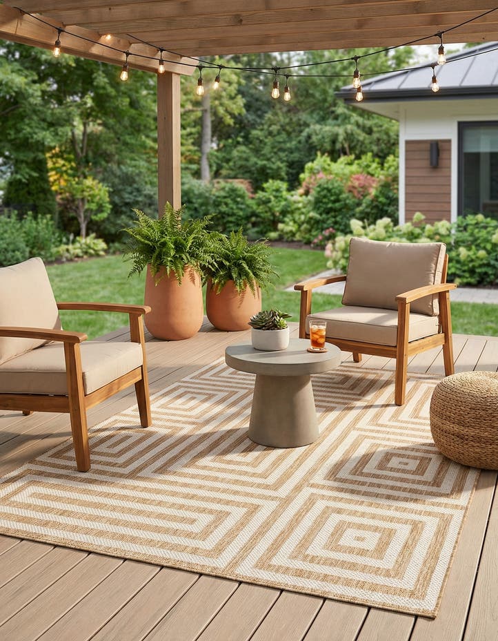 5' 3 x 7' Easy-Clean Modern Indoor / Outdoor...