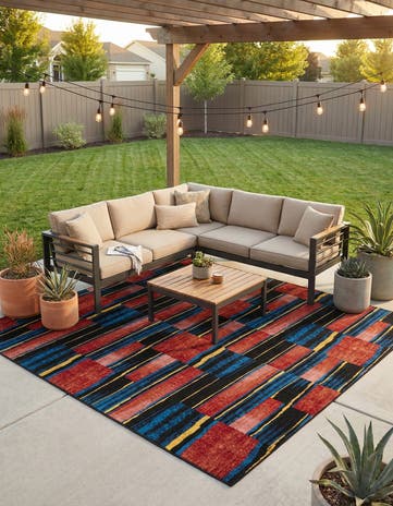 Easy-Clean Modern Indoor / Outdoor Square Rug